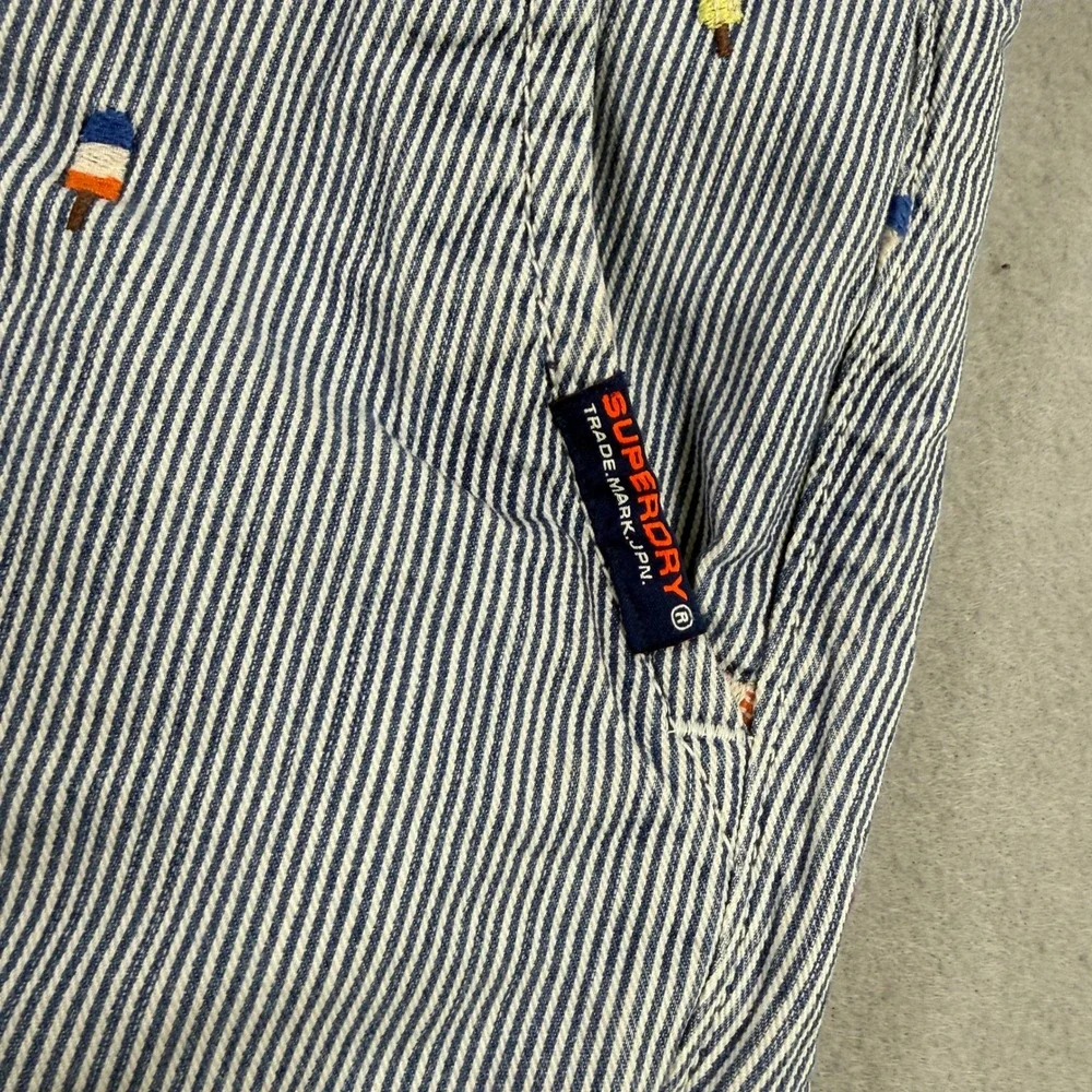 Superdry Chino Short Mens 34 Blue White Sun Scorched Popsicle Regular Fit Casual